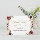 Bourgogne Floral Repetitie Diner Uitnodigen Kaart (Staand voorkant)