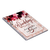 Bourgogne Floral & Roos Gold Marble Wedding Planne Notitieboek (Rechterzijde)