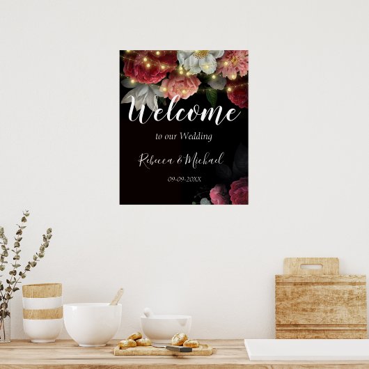 Bourgogne Floral Rustic-snaarlampen Poster (Keuken)