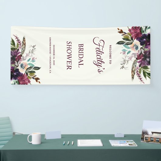 Bourgogne Floral Splendor Ecru Vrijgezellenfeest Spandoek (Beurs)