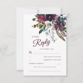 Bourgogne Floral Splendor Waterverf RSVP Kaartje (Voorkant)
