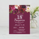 Bourgogne Floral Surprise 18e verjaardagsfeest Kaart (Staand voorkant)