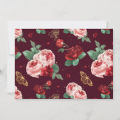  Bourgogne Floral Victoriaans Style Wedding Kaart (Achterkant)