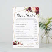 Bourgogne Floral Vrijgezellenfeest Game, bruiloft (Staand voorkant)