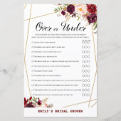 Bourgogne Floral Vrijgezellenfeest Game, bruiloft (Voorkant)