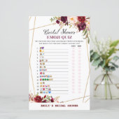 Bourgogne Floral Vrijgezellenfeest Game, bruiloft (Staand voorkant)