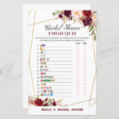 Bourgogne Floral Vrijgezellenfeest Game, bruiloft (Voorkant / Achterkant)