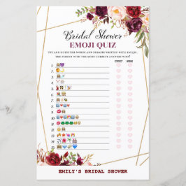 Bourgogne Floral Vrijgezellenfeest Game, bruiloft