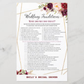 Bourgogne Floral Vrijgezellenfeest Game, bruiloft (Voorkant)