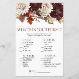 Bourgogne Floral Wat is in Purse Baby shower Game