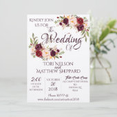 Bourgogne Floral Water Paint -Simple Lines-splashe Kaart (Staand voorkant)