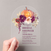 Bourgogne Floral Waterverf Pompoen Vrijgezellenfee Acryl Uitnodigingen (Insitu (Draagbaar))