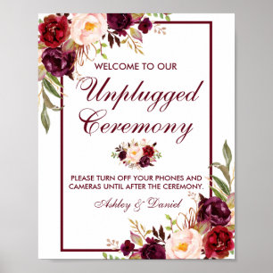 Bourgogne Floral Wedding Ceremony zonder stopconta Poster