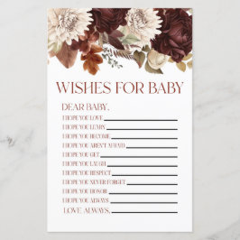 Bourgogne Floral Wensen voor Baby shower Game