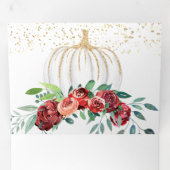 Bourgogne Floral White Pumpkin herfst bruiloft Drieluik Uitnodiging (Binnenzijde eerst)