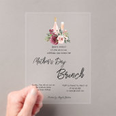 Bourgogne Floral Wine Moederdag Brunch Acryl Uitnodigingen (Insitu (Draagbaar))