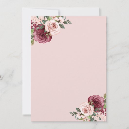 Bourgogne Floral Wine Moederdag Brunch Kaart (Achterkant)