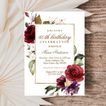 Bourgogne Flowers Gold Border 60th Birthday Party Kaart<br><div class="desc">Burgundy Flowers Gold Border 60th Birthday Party Invitation Zie bijbehorend collectie in niche en nestwinkel</div>