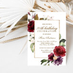 Bourgogne Flowers Gold Border 70th Birthday Party Kaart<br><div class="desc">Burgundy Flowers Gold Border 70th Birthday Party Invitation Zie bijbehorend collectie in niche en nestwinkel</div>