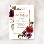 Bourgogne Flowers Gold Border 80th Birthday Party Kaart<br><div class="desc">Burgundy Flowers Gold Border 80th Birthday Party Invitation Zie bijbehorend collectie in niche en nestwinkel</div>