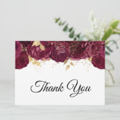 Bourgogne Flowers Gold Foil Glam 60th Birthday Bedankkaart (Staand voorkant)