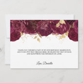 Bourgogne Flowers Gold Foil Glam 60th Birthday Bedankkaart (Achterkant)