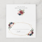 Bourgogne Flowers, marinevloeren, Florale bruiloft Plaatskaartje (Buitenkant ongevouwen)