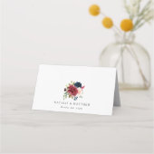 Bourgogne Flowers, marinevloeren, Florale bruiloft Plaatskaartje (Achterkant)