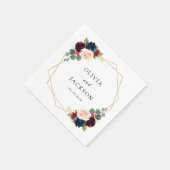 Bourgogne Flowers, marinevloeren, Florale bruiloft Servet (Hoek)