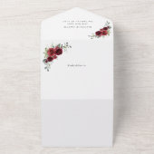 Bourgogne Flowers, Red Flowers, Baby shower All In One Uitnodiging (Buitenkant)