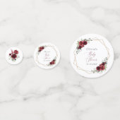 Bourgogne Flowers, Red Flowers, Baby shower Confetti (Achterkanten)