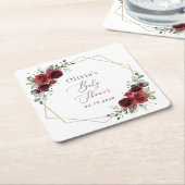 Bourgogne Flowers, Red Flowers, Baby shower Kartonnen Onderzetters (Schuin)