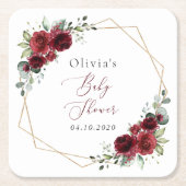 Bourgogne Flowers, Red Flowers, Baby shower Kartonnen Onderzetters (Voorkant)