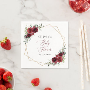 Bourgogne Flowers, Red Flowers, Baby shower Servet