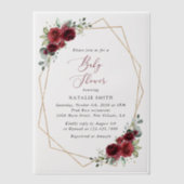 Bourgogne Flowers, Red Flowers, Baby shower Vellum Uitnodigingen (Voorkant)