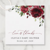 Bourgogne Flowers, Red Flowers, Boho, Baby shower Bedankjes Labels (Voorkant)