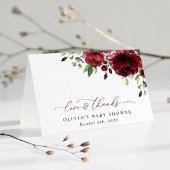 Bourgogne Flowers, Red Flowers, Boho, Baby shower Bedankkaart