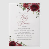 Bourgogne Flowers, Red Flowers, Boho, Baby shower Vellum Uitnodigingen (Voorkant)