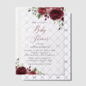 Bourgogne Flowers, Red Flowers, Boho, Baby shower Vellum Uitnodigingen (Offset (Uitnodiging))