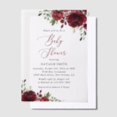 Bourgogne Flowers, Red Flowers, Boho, Baby shower Vellum Uitnodigingen (Offset)