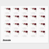 Bourgogne Flowers, Red Flowers, Boho, Baby shower Vierkante Sticker (Vel)