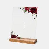 Bourgogne Flowers, Red Flowers, Boho, tabelnummers Acryl Bord (Hoek)