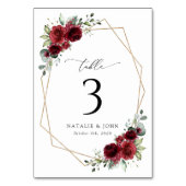 Bourgogne Flowers, Red Flowers, Boho, tabelnummers Kaart (Achterkant)