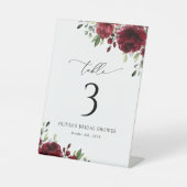 Bourgogne Flowers, Red Flowers, Boho, tabelnummers Reclamebord Met Voetstuk (Voorkant)