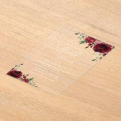 Bourgogne Flowers, Red Flowers, Boho, Vrijgezellen Acryl Uitnodigingen (Laagn)