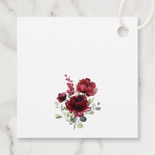 Bourgogne Flowers, Red Flowers, Boho, Vrijgezellen Bedankjes Labels (Achterkant)