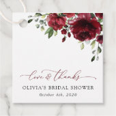 Bourgogne Flowers, Red Flowers, Boho, Vrijgezellen Bedankjes Labels (Voorkant)