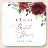 Bourgogne Flowers, Red Flowers, Boho, Vrijgezellen Bier Onderzetter (Voorkant)