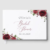 Bourgogne Flowers, Red Flowers, Boho, Vrijgezellen Gastenboek (Voorkant)