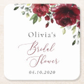 Bourgogne Flowers, Red Flowers, Boho, Vrijgezellen Kartonnen Onderzetters (Voorkant)